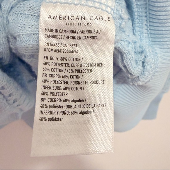 American Eagle Big Hug Oversized Waffle Sweatshirt Blue Size Large - Picture 7 of 9